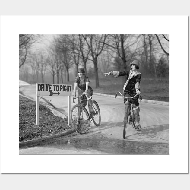Flapper Girls Riding Bicycles, 1925. Vintage Photo Wall Art by historyphoto